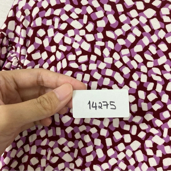 Draper James Purple White Polka Dot V Neck Stretch Tiered Casual Dress size XXL - Picture 12 of 12